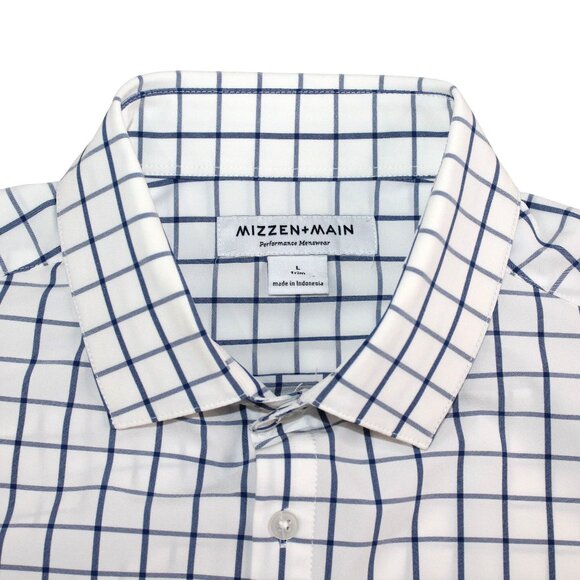 Mizzen + Main Mens Lrg Leeward Trim Performance Button Up Checkered Dress Shirt - Picture 5 of 8